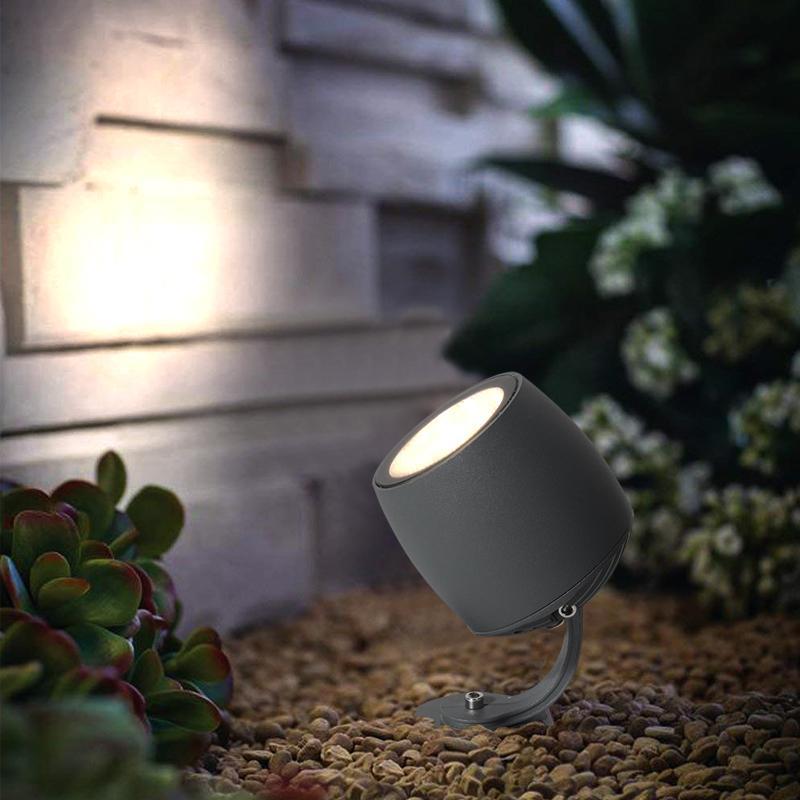 Round Aluminum LED Waterproof Outdoor Tree Spotlights – Gray