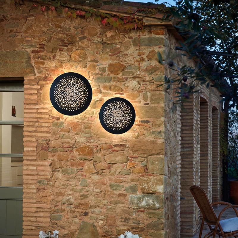 Circular Hollow Pattern Waterproof LED Modern Outdoor Wall Light