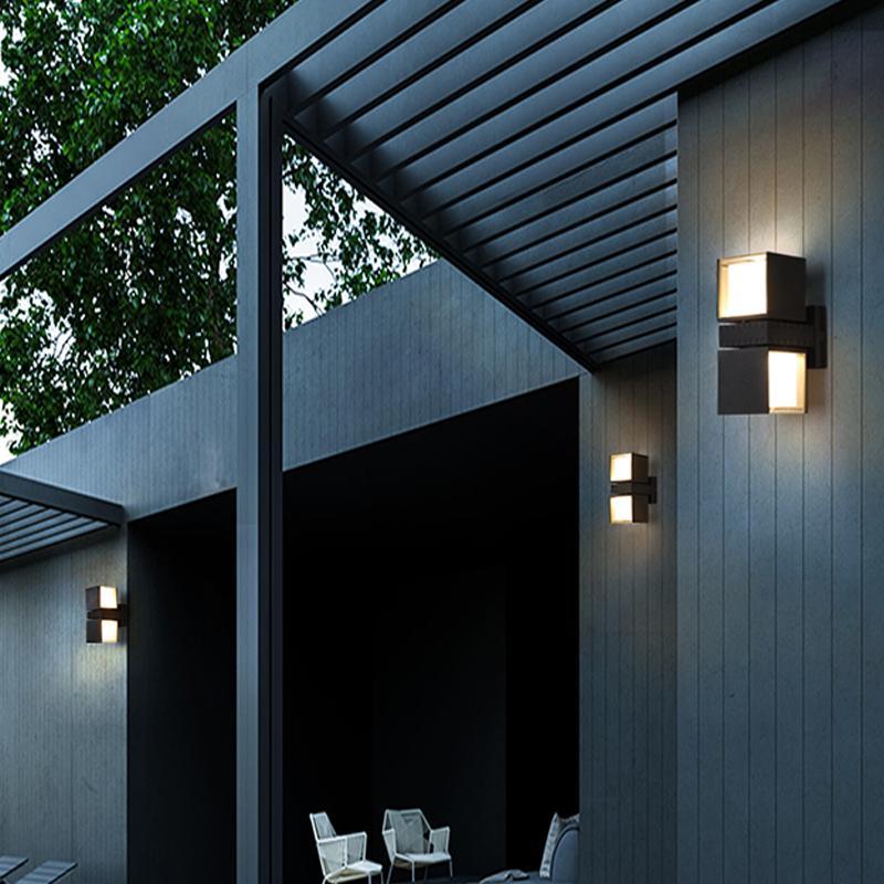 Adjustable Square LED Outdoor Wall Lights – Up & Down Black Spot Lamps