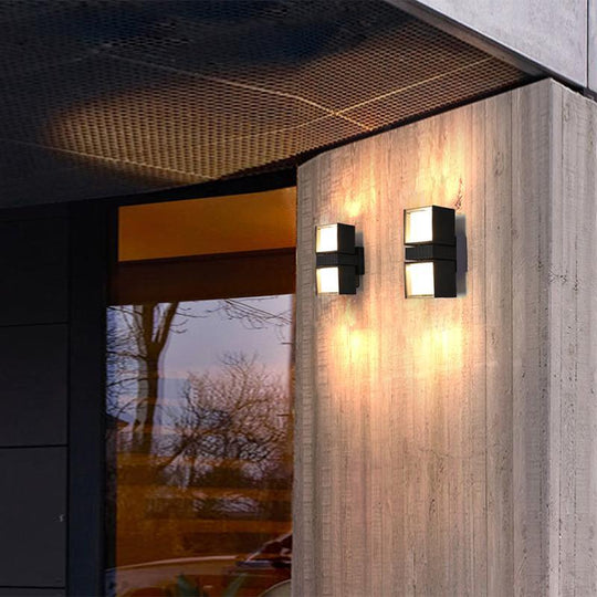 Adjustable Square LED Outdoor Wall Lights – Up & Down Black Spot Lamps