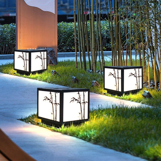 Geometric Acrylic Waterproof LED Modern Solar Outdoor Pillar Lamp