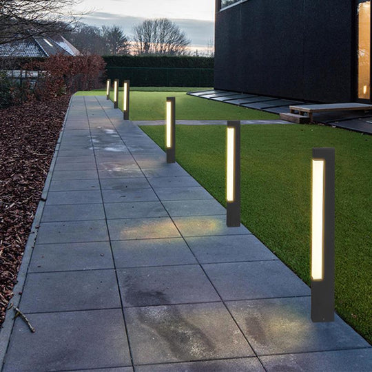 Modern Black Square Tall Aluminum LED Pathway Lights – Outdoor Landscape Lighting