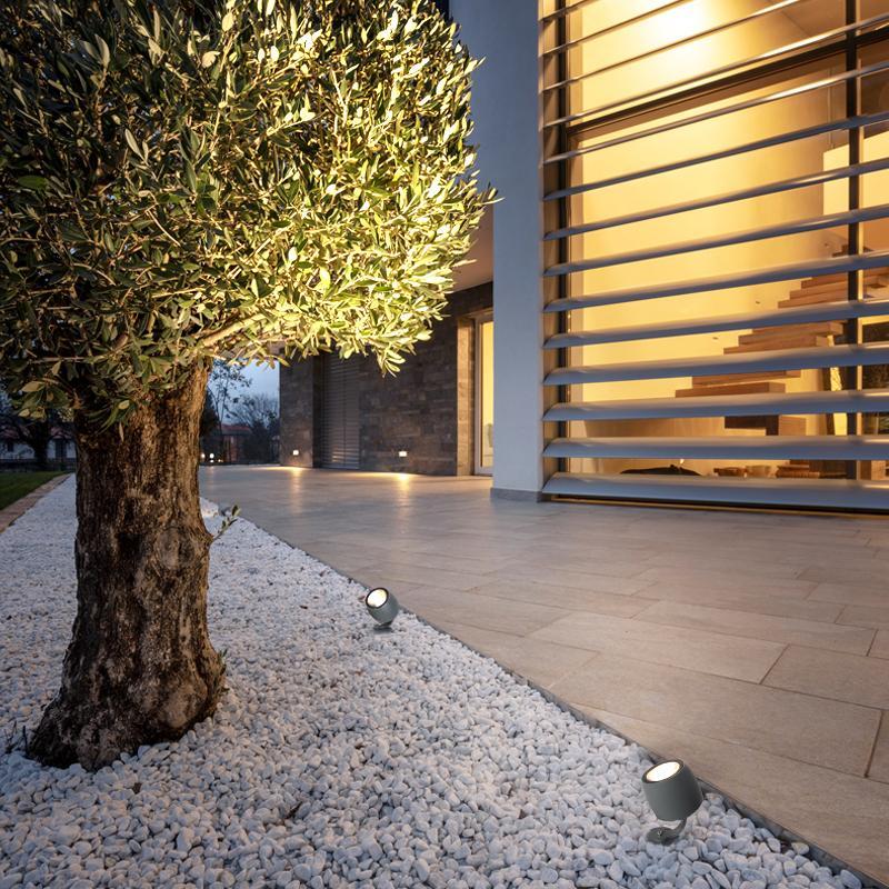 Round Aluminum LED Waterproof Outdoor Tree Spotlights – Gray