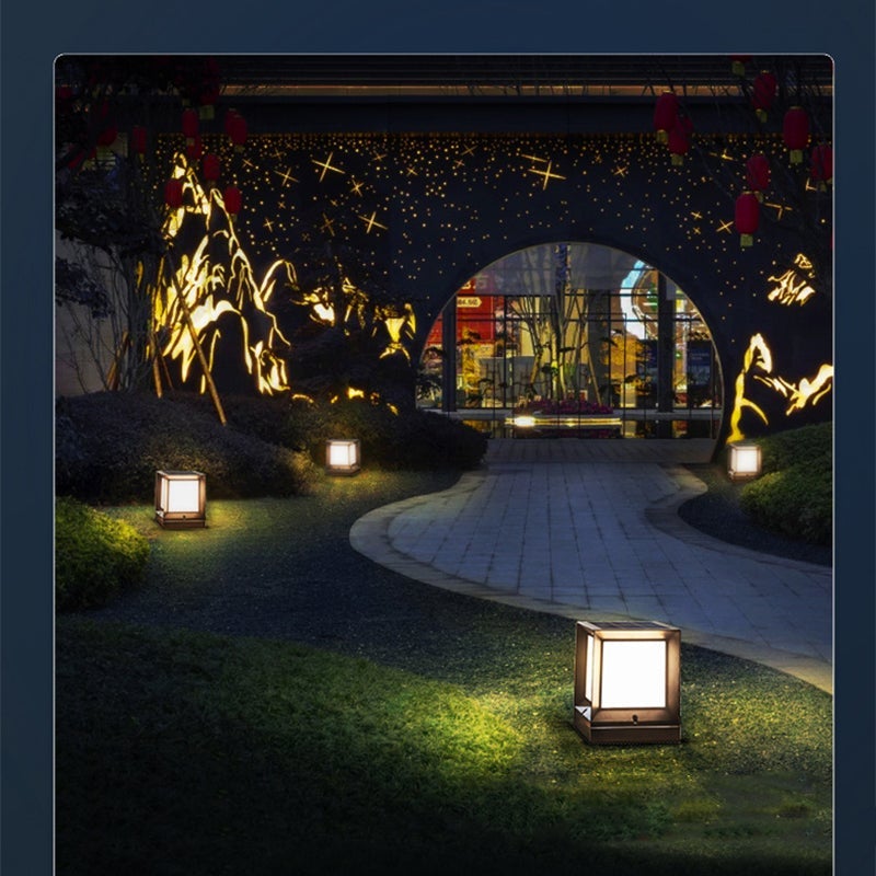 Square Modern Solar Powered Waterproof Outdoor Post Light