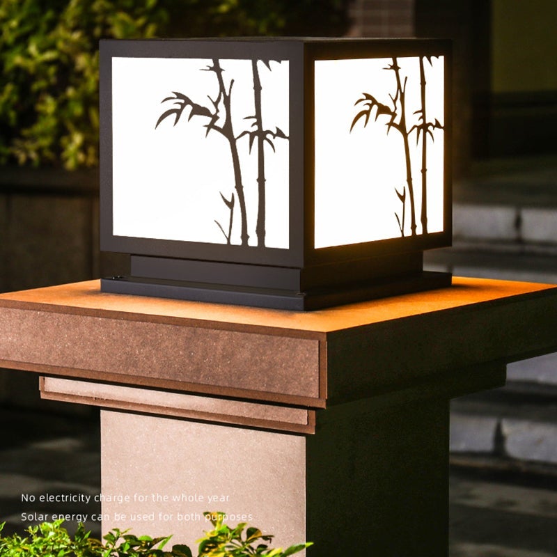 Geometric Acrylic Waterproof LED Modern Solar Outdoor Pillar Lamp