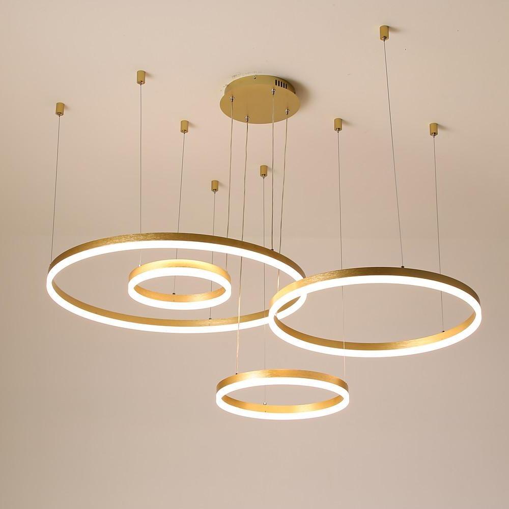 Circle Aluminum LED Chandelier for High Ceilings Living Room