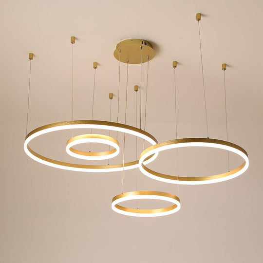 Circle Aluminum LED Chandelier for High Ceilings Living Room