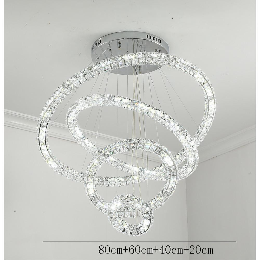 3/4-Light Tiered Crystal Ring LED Chandelier – Modern Luxury Pendant Light