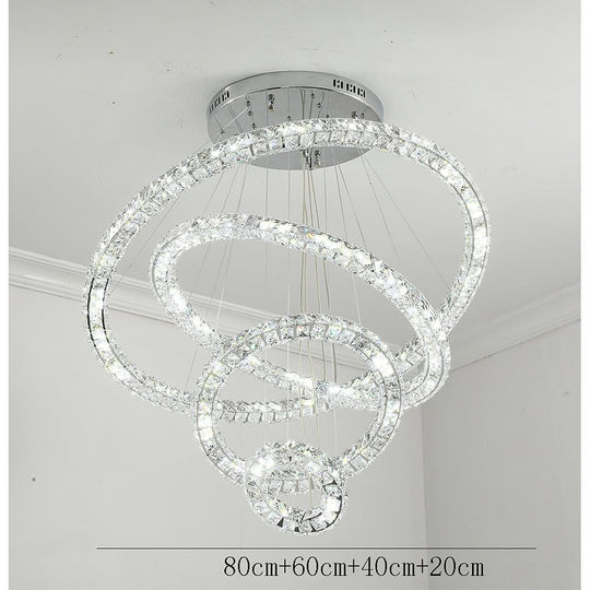 3/4-Light Tiered Crystal Ring LED Chandelier – Modern Luxury Pendant Light