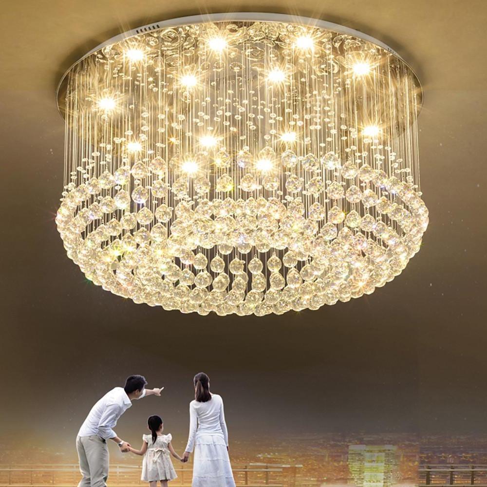 Glass-cicles Crystal LED Drum Flush Mount Chandelier