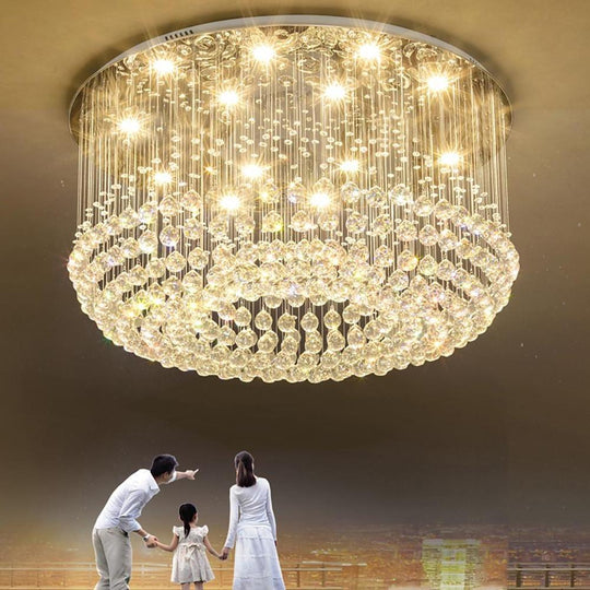 Glass-cicles Crystal LED Drum Flush Mount Chandelier