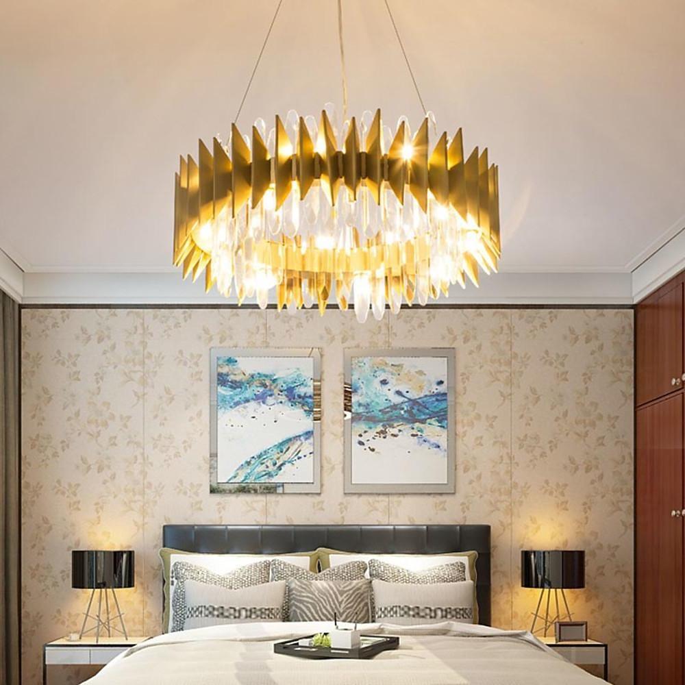 Modern Round Crystal Stainless Steel LED Chandelier