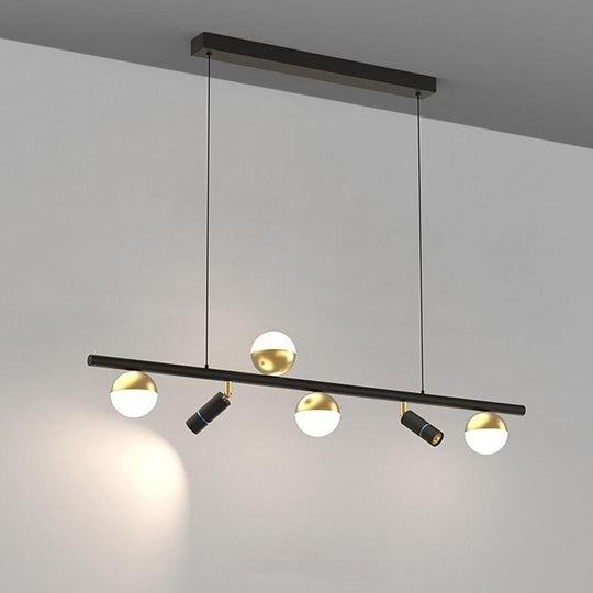 6/8-Light Black Island Horizontal Suspension Linear LED Pendant Light