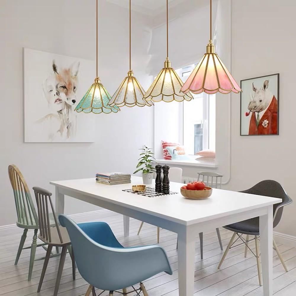 Flower Shaped Glass LED Modern Pendant Light