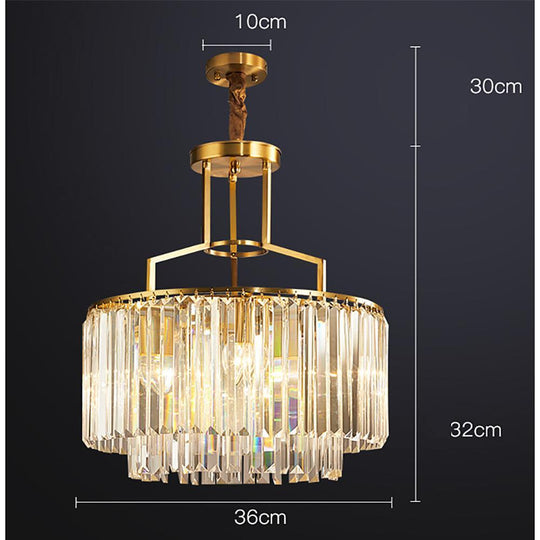 Round Crystal Copper LED Nordic Chandelier
