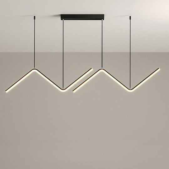 Nordic Minimalist LED 2 Lights Wave Shaped Dimmable Pendant Light