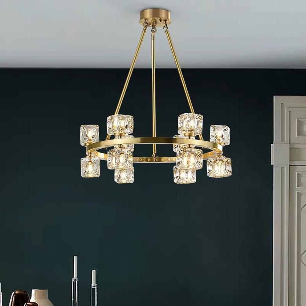Circles Spotlights Industrial Brass LED Chandelier Ceiling Light