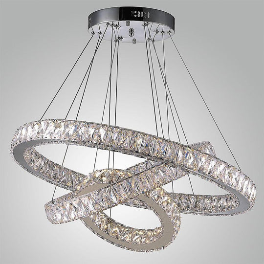 Interwoven Circle Design Metal Crystal LED Chandelier