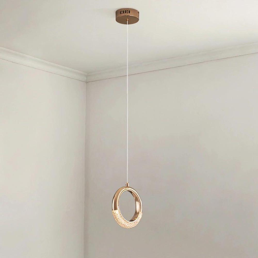 Ring Shaped LED Electroplated Metal Modern Pendant Light