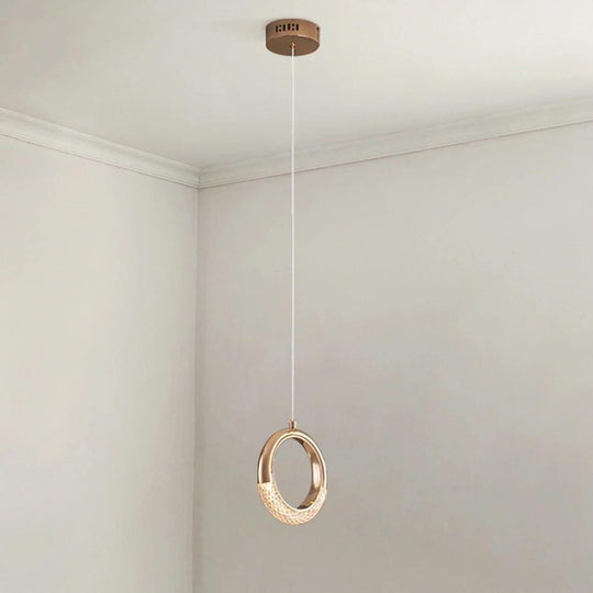 Ring Shaped LED Electroplated Metal Modern Pendant Light