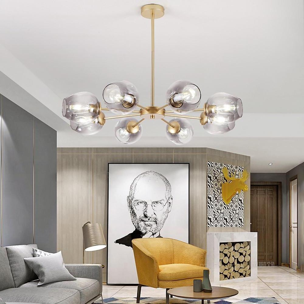 Glass Globe LED Electroplated Nordic Sputnik Chandelier Hanging Ceiling Light