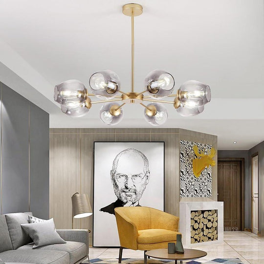 Glass Globe LED Electroplated Nordic Sputnik Chandelier Hanging Ceiling Light