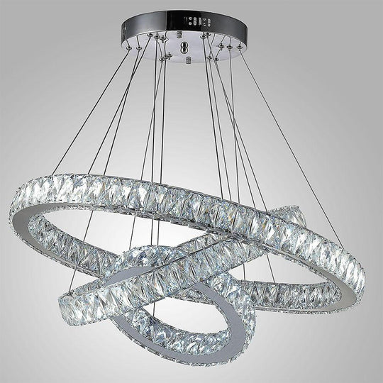 Interwoven Circle Design Metal Crystal LED Chandelier