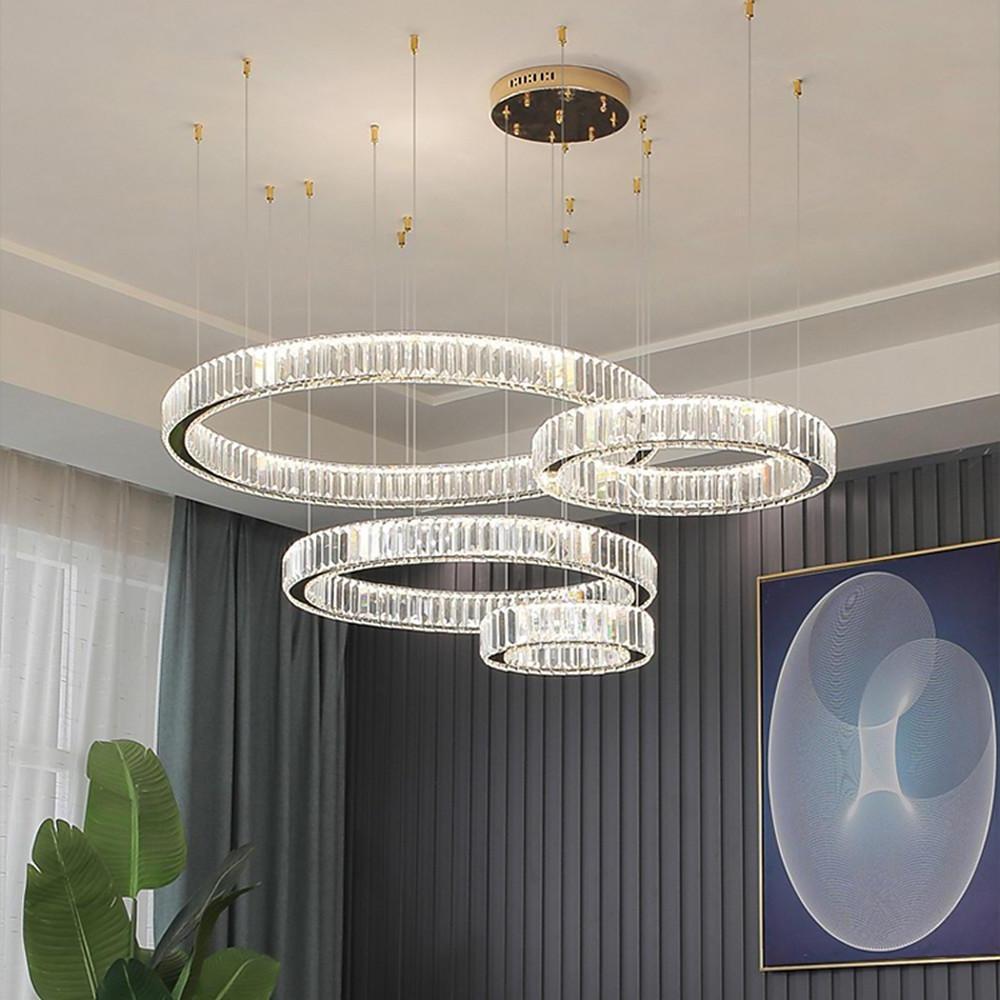 4-Ring Gold Modern Crystal LED Chandelier