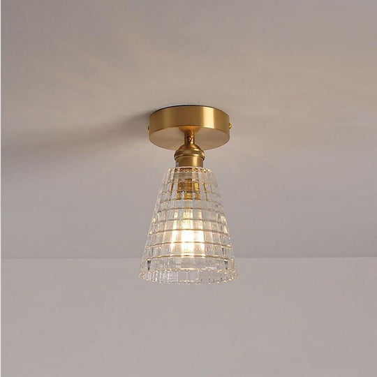 Lantern Modern Glass Copper Flush Mount Ceiling Light