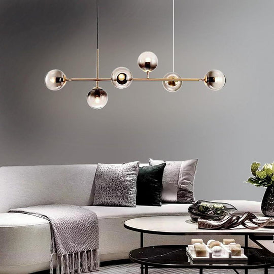 6-Glass Globe LED Electroplated Modern Chandelier