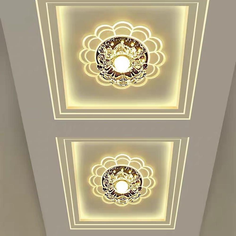 Flower Effect Crystal Metal LED Flush Mount Ceiling Light for Kids and Entryway