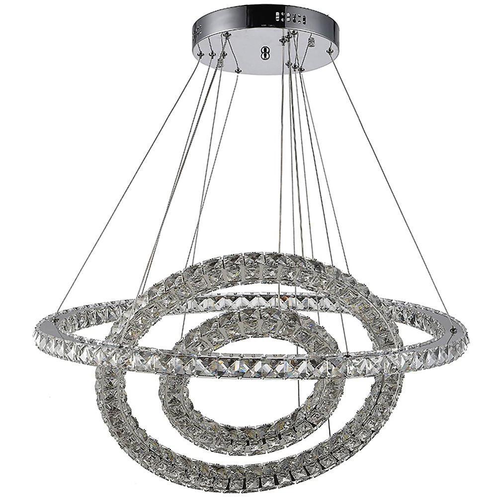 LED 3 Rings Gold Crystal Modern Chandelier