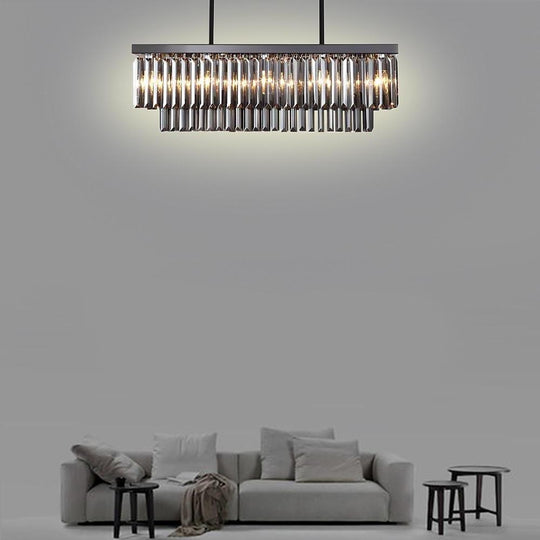 Rectangular Double-Layer Crystal LED Chandelier