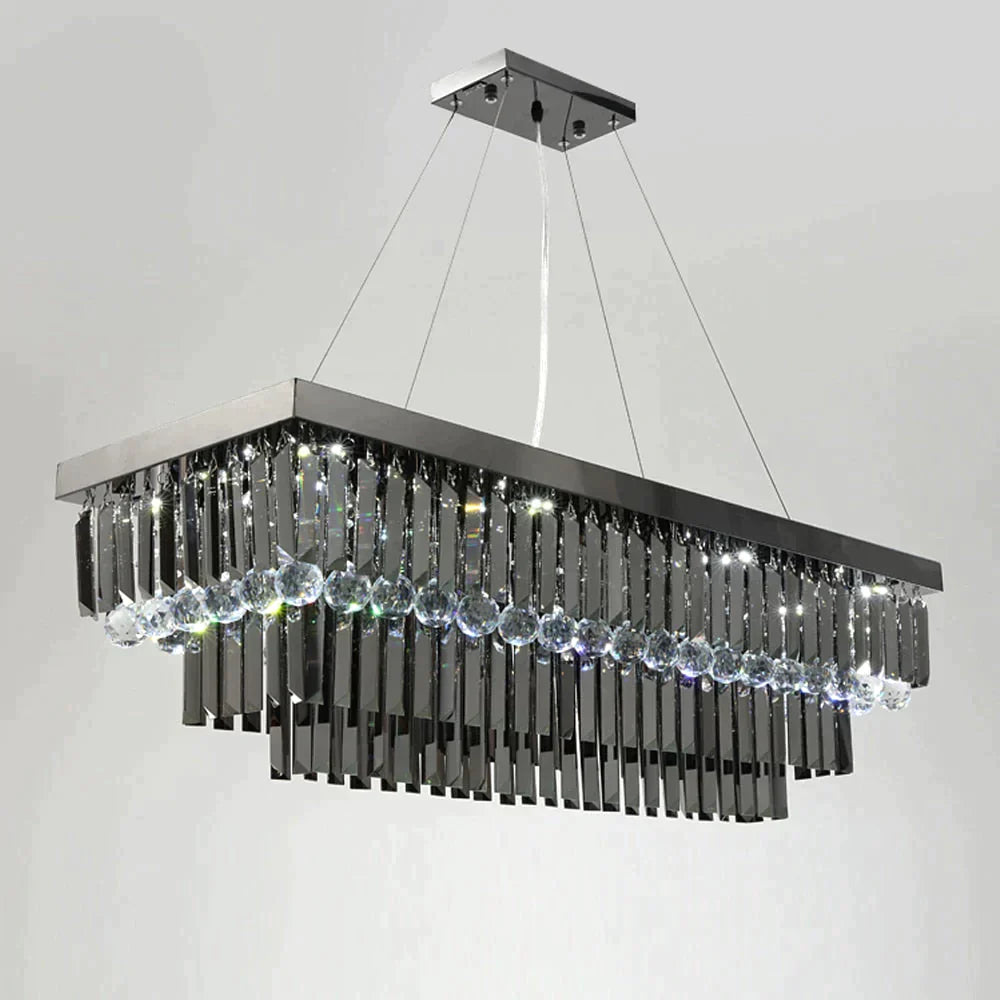 Ascella - Modern Black Rectangle Crystal Chandelier