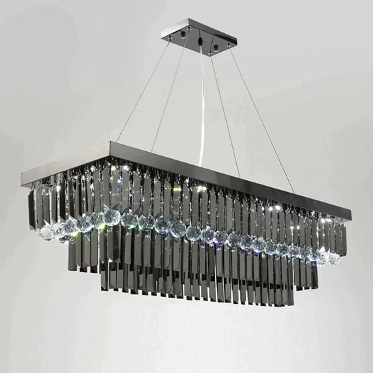 Ascella - Modern Black Rectangle Crystal Chandelier