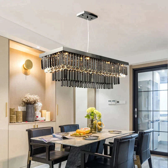 Ascella - Modern Black Rectangle Crystal Chandelier