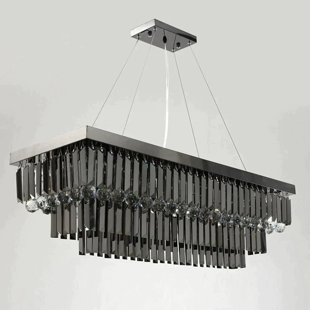 Ascella - Modern Black Rectangle Crystal Chandelier