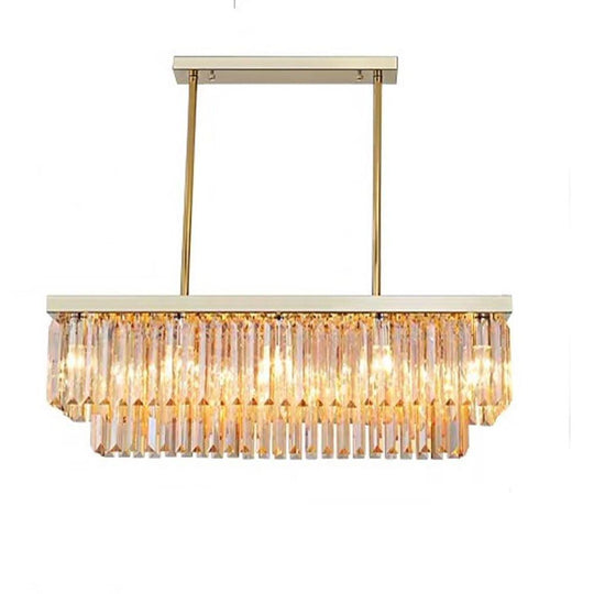 Rectangular Double-Layer Crystal LED Chandelier