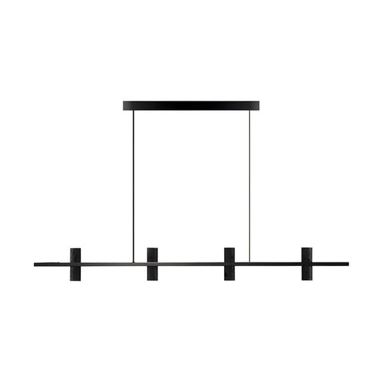 LED Copper Black Stone Linear Island Pendant Light