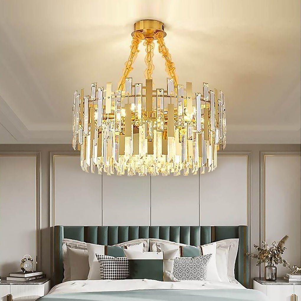 Queen Golden Crystal Chandelier – Modern Luxury, 9 / 12 / 17 Lights