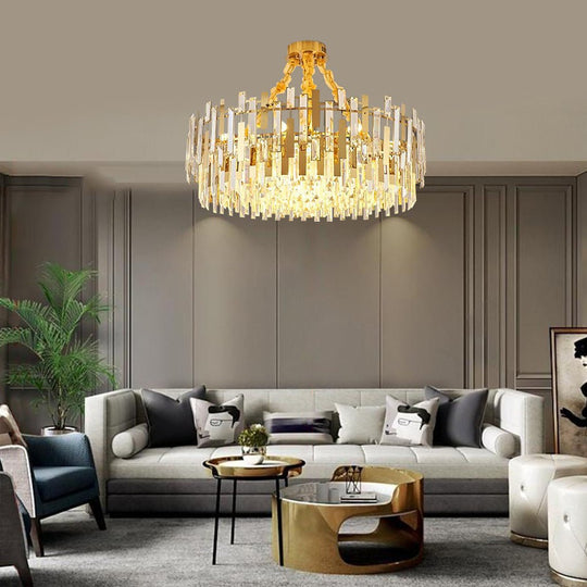 Queen Golden Crystal Chandelier – Modern Luxury, 9 / 12 / 17 Lights