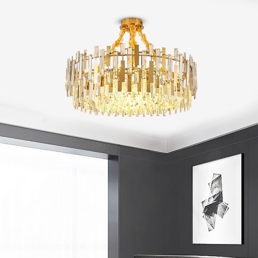 Queen Golden Crystal Chandelier – Modern Luxury, 9 / 12 / 17 Lights