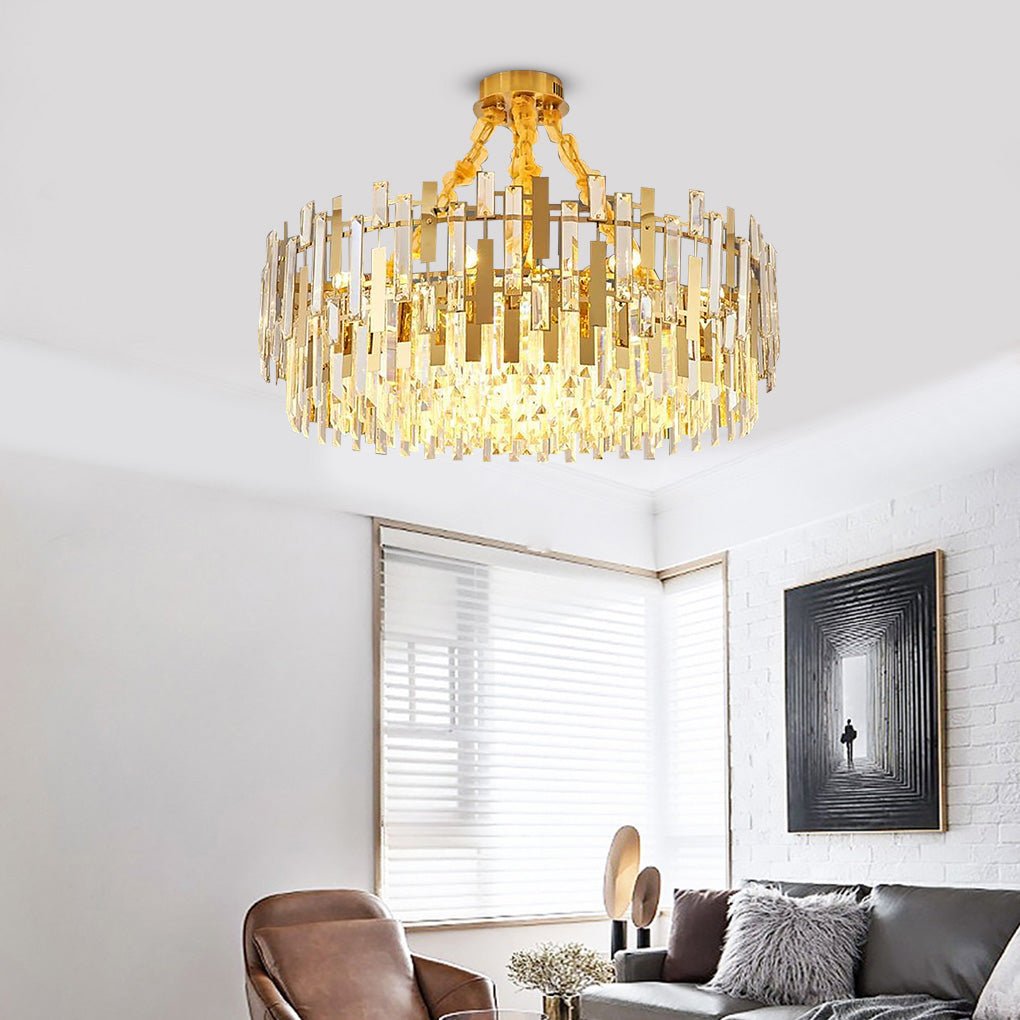 Queen Golden Crystal Chandelier – Modern Luxury, 9 / 12 / 17 Lights