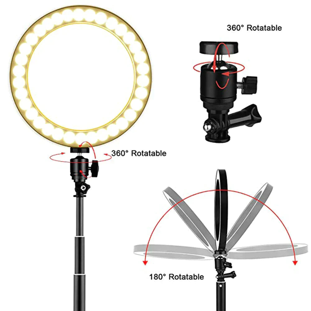 LED Floor Lamp USB Ring floor light Tripod Annular 80LEDs Standing Floor Lamp for Video YouTube Photo Ringlight Makeup Lampshade