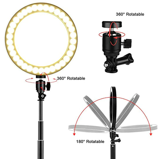 LED Floor Lamp USB Ring floor light Tripod Annular 80LEDs Standing Floor Lamp for Video YouTube Photo Ringlight Makeup Lampshade