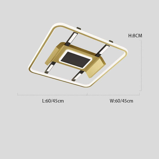 Square Metal Dimmable LED Modern Flush Mount Ceiling Light