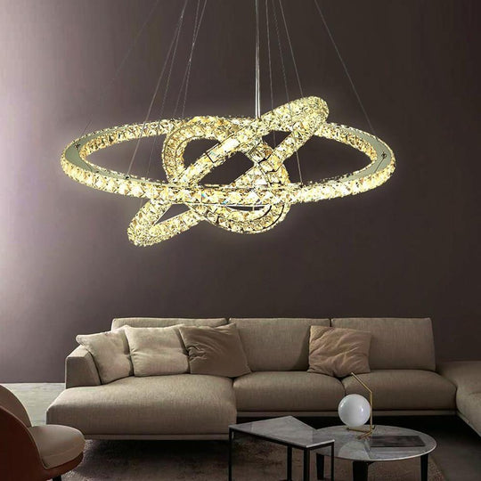 LED 3 Rings Gold Crystal Modern Chandelier