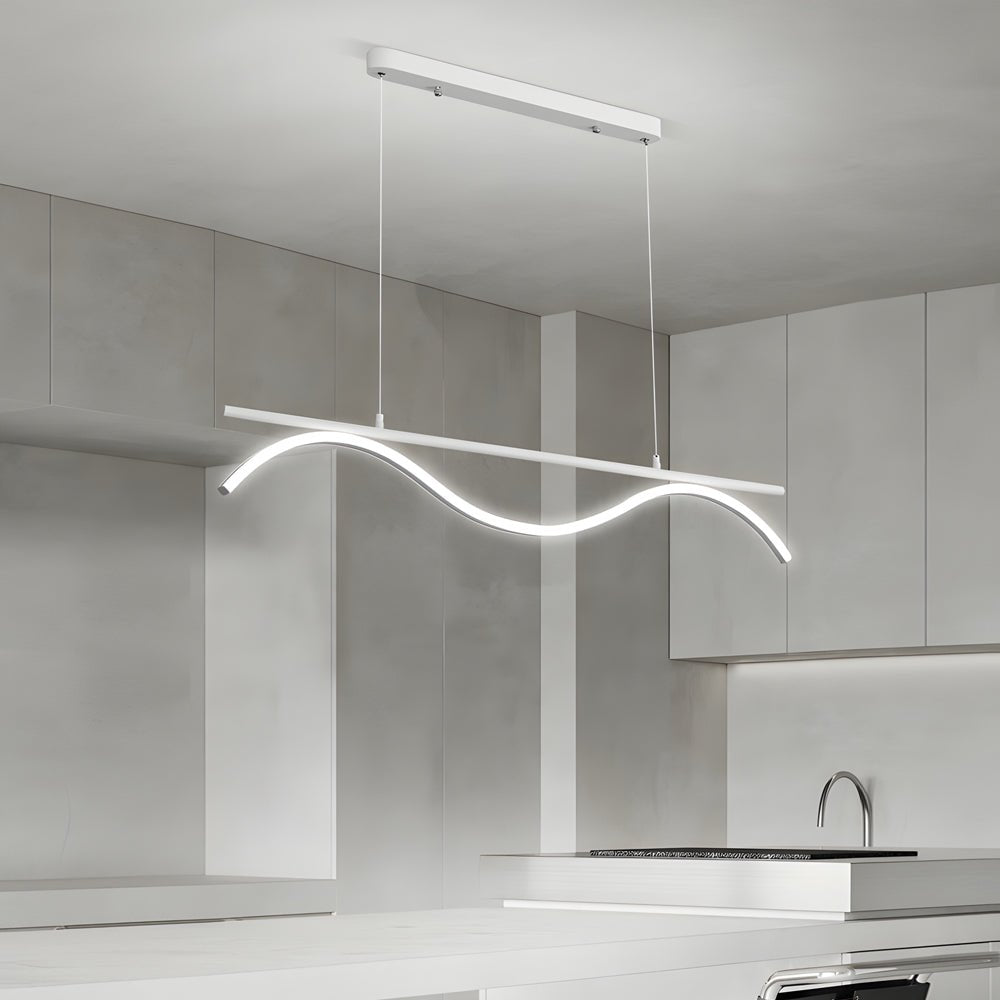 Linear Wave Design LED 1 Light Island Light 47 Inch Length