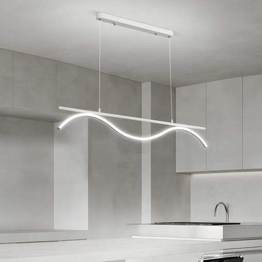 Linear Wave Design LED 1 Light Island Light 47 Inch Length