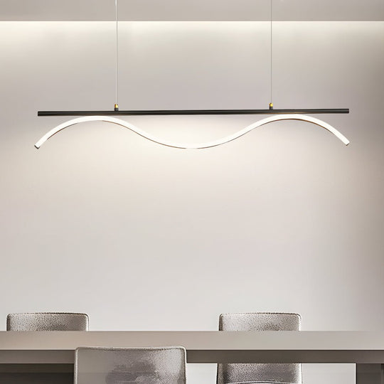 Linear Wave Design LED 1 Light Island Light 47 Inch Length